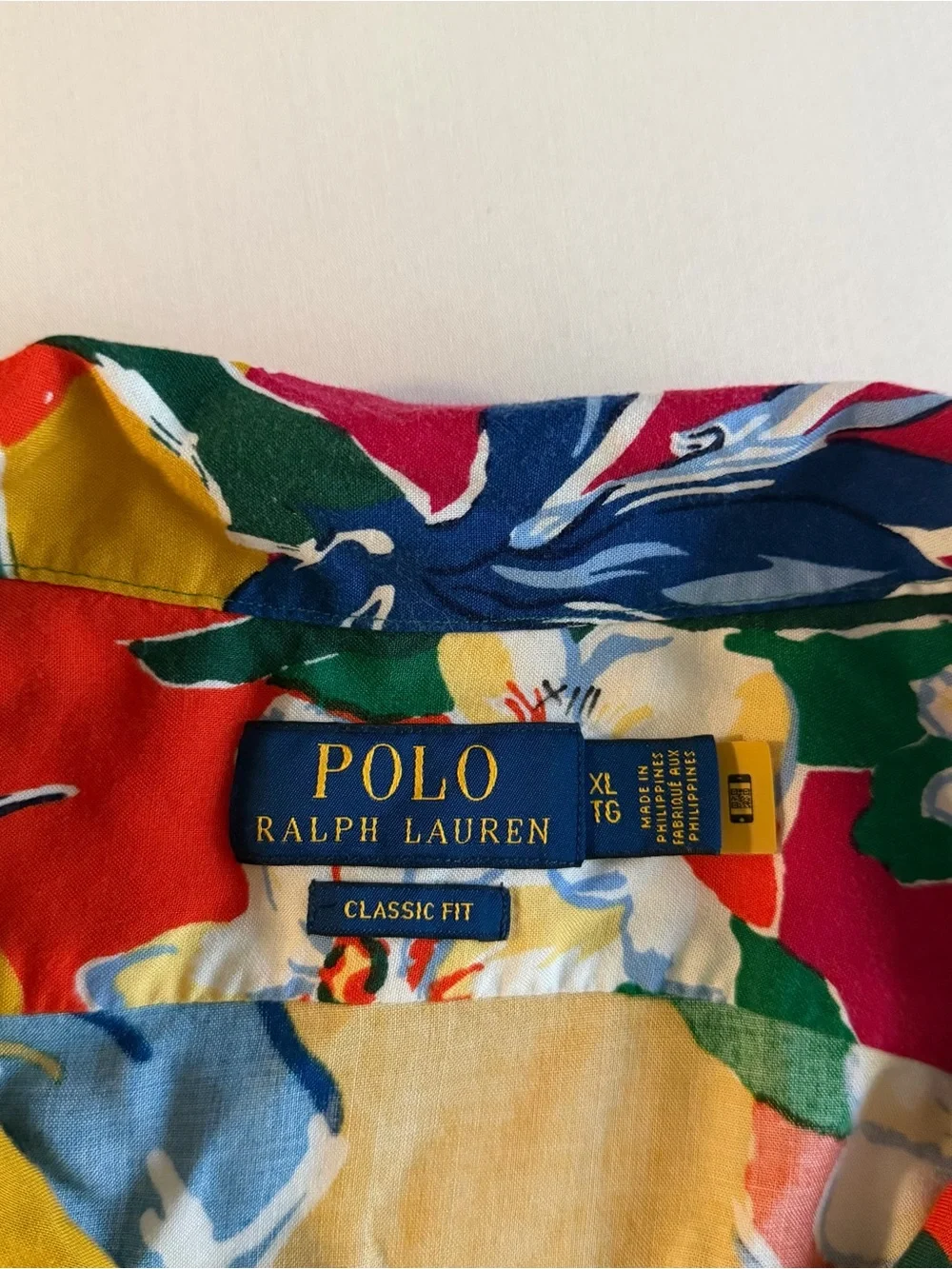 Polo Ralph Lauren Tropical Print Camp Shirt Men XL Floral Loop Collar Button Up